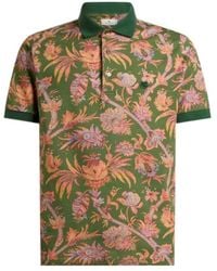Etro - Cotton Piqué Polo Shirt With Floral Paisley Motif - Lyst