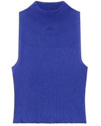 Courreges - Courrèges Mock-Neck Cropped Ribbed Tank Top - Lyst