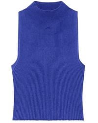 Courreges - Courrèges Mock-Neck Cropped Ribbed Tank Top - Lyst