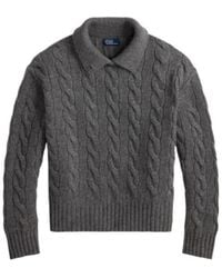 Polo Ralph Lauren - Cable-Knit Polo-Collar Wool Sweater - Lyst