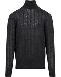 Etro - Logo Embroidered Roll-Neck Cable-Knitted Jumper - Lyst