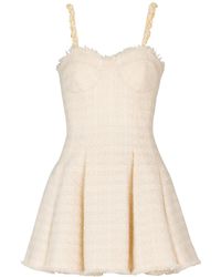 Balmain - Conchiglie Pleated Tweed Mini Dress - Lyst