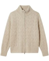 FRAME - Zip-Up Pointelle-Knit Cardigan - Lyst