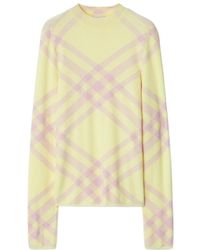 Burberry - Check-Pattern Ribbed-Knit Crewneck Jumper - Lyst