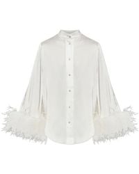 Oséree - Oséree Feather-Trim Button-Up Top - Lyst