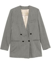 Alberta Ferretti - Pinstriped Double-Breasted Blazer - Lyst