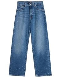 7 For All Mankind - Stovepipe Embellished Straight-Leg Jeans - Lyst