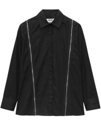 MSGM - Zip-Detailed Long-Sleeved Straight Hem Shirt - Lyst
