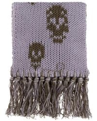 McQueen - Skull Knit Fringed Scarf - Lyst