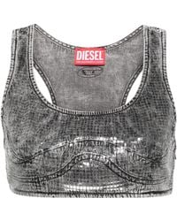 DIESEL - Toppy Sequin-Effect Denim Cropped Top - Lyst