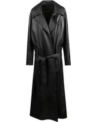 Balenciaga - Leather Trench Coat - Lyst