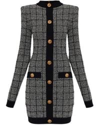 Balmain - Tweed Long-Sleeve Dress - Lyst