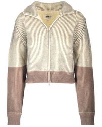 MM6 by Maison Martin Margiela - High-Neck Zipped Knit Cardigan - Lyst