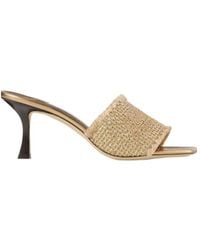 Jimmy Choo - Logo Embroidered Slip-On Sandals - Lyst