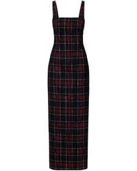 Emilia Wickstead - Checked Flocked Velvet-Trimmed Gabardine Maxi Dress - Lyst