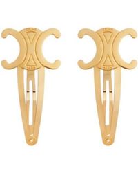 Celine - Hair Accessories Set Of 2 Triomphe Snap Hair Clips - Lyst