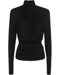 Saint Laurent - Cut-Out High Neck Top - Lyst