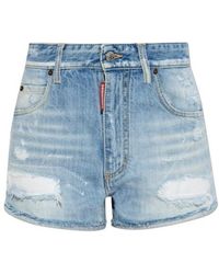 DSquared² - Distressed Denim Shorts - Lyst