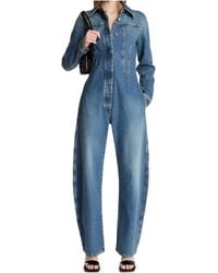 Alaïa - Alaïa Fitted Waist Denim Jumpsuit - Lyst