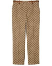 Gucci - Gg Canvas Trousers With Horsebit - Lyst