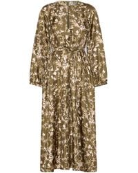 Max Mara - Floral-Print Belted Midi Dress - Lyst