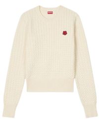 KENZO - Cable-Knit Logo Knitted Sweater - Lyst