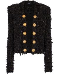 Balmain - Tweed Buttoned Jacket - Lyst