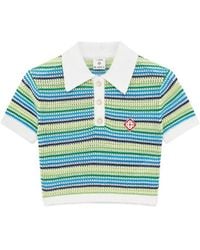 CASABLANCA - Striped Short-Sleeved Polo Shirt - Lyst