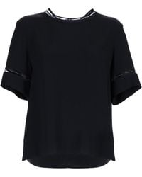 Fabiana Filippi - Short Sleeved Embellished Detail T-Shirt - Lyst