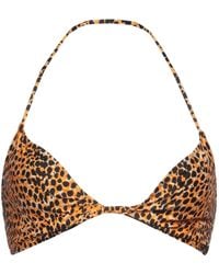 Ganni - Leopardprint Triangle Bikini Top - Lyst