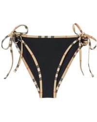 Burberry - Check-Trim Side-Tied Bikini Bottoms - Lyst