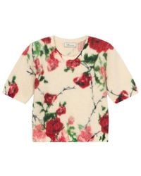 Blumarine - Printed Rib-Knit Cashmere And Wool Jumper - Lyst