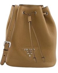 Prada - Draw Rope Sewing Details Shoulder Bag - Lyst