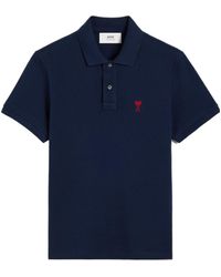 Ami Paris - Logo Embroidered Short Sleeved Polo Shirt - Lyst