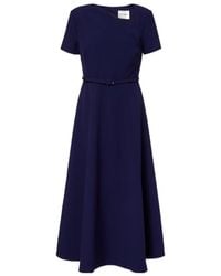 Roland Mouret - Asymmetric Belted Crêpe Midi Dress - Lyst