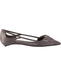 Prada - Logo Printed Cut-Out Detailed Ballerinas - Lyst