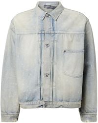 A.PRESSE - Bleached-Effect Pleated Denim Jacket - Lyst