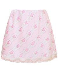 LoveShackFancy - Bernes Lace-Trim Mini Skirt - Lyst