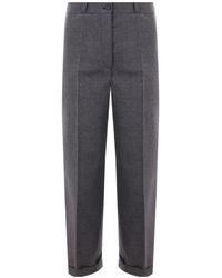 Prada - Pleated Turn-Up Hem Trousers - Lyst