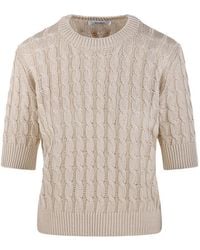 Max Mara - Cable Knit Short-Sleeve Sweater - Lyst