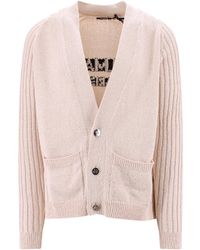 Balmain - V-Neck Logo Intarsia Knit Cardigan - Lyst