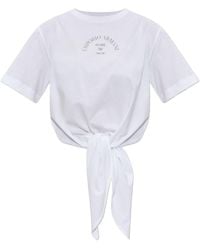 Emporio Armani - Logo Printed Front-Tie T-Shirt - Lyst
