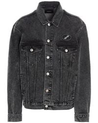 we11done - Logo Patch Faded Denim Jacket - Lyst