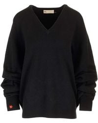 Tory Burch - V-Neck Knitted Jumper - Lyst