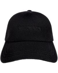 Balmain - Curved Peak Logo Embroidered Baseball Cap - Lyst