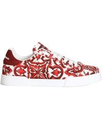 Dolce & Gabbana - Majolica-Print Canvas Portofino Sneakers - Lyst