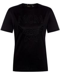 MCM - Logo Printed Round Collar T-Shirt - Lyst