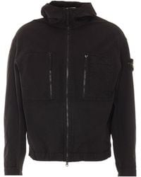Stone Island - Logo Patch Hooded Overshirt - Lyst