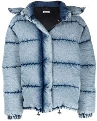 Miu Miu - Quilted-Finish Denim Puffer Jacket - Lyst
