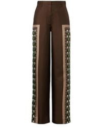 Tory Burch - Printed Silk Twill Palazzo Pants - Lyst